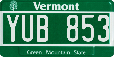 VT license plate YUB853