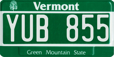 VT license plate YUB855