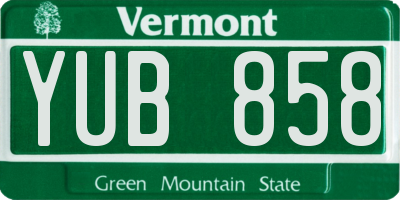 VT license plate YUB858