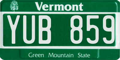 VT license plate YUB859