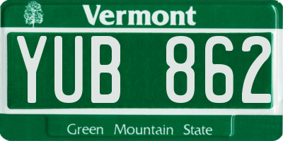 VT license plate YUB862