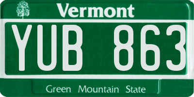 VT license plate YUB863