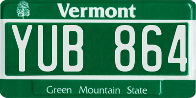 VT license plate YUB864