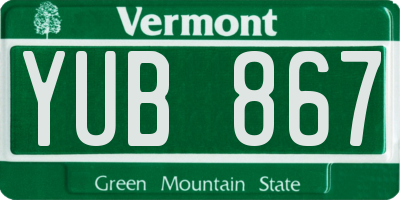 VT license plate YUB867