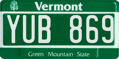 VT license plate YUB869
