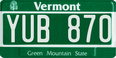 VT license plate YUB870