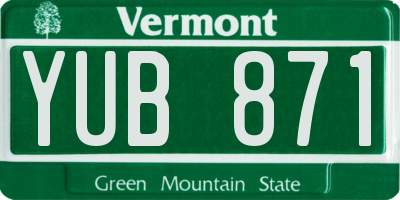VT license plate YUB871
