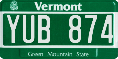 VT license plate YUB874