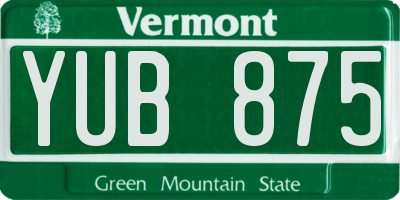 VT license plate YUB875