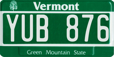 VT license plate YUB876