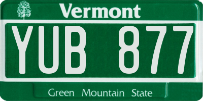 VT license plate YUB877