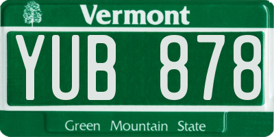 VT license plate YUB878