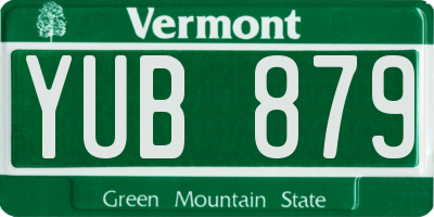 VT license plate YUB879