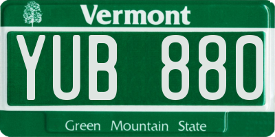 VT license plate YUB880
