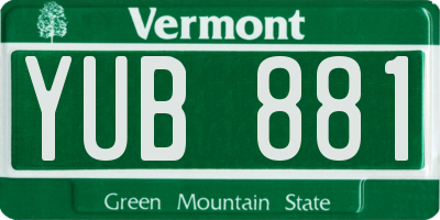 VT license plate YUB881
