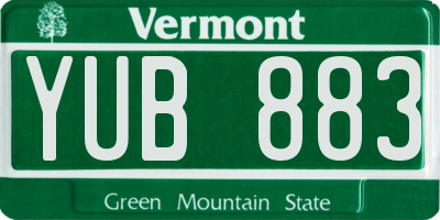 VT license plate YUB883