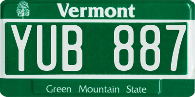 VT license plate YUB887