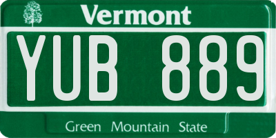 VT license plate YUB889