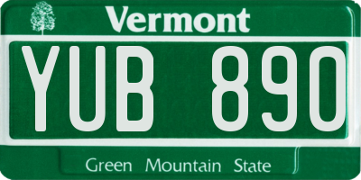 VT license plate YUB890