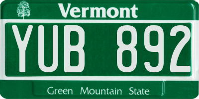 VT license plate YUB892