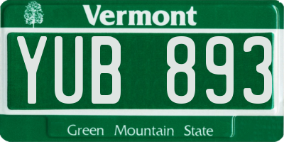 VT license plate YUB893