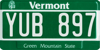 VT license plate YUB897