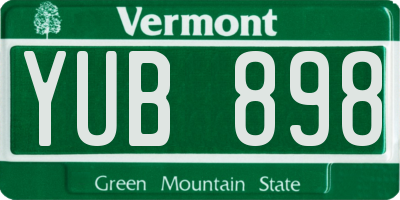 VT license plate YUB898