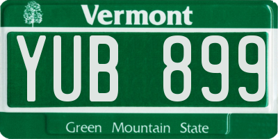 VT license plate YUB899