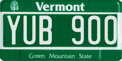 VT license plate YUB900