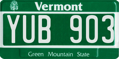 VT license plate YUB903