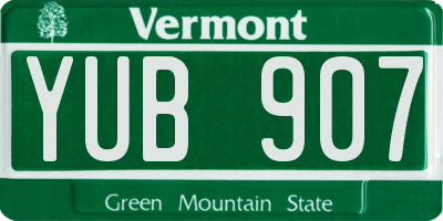 VT license plate YUB907