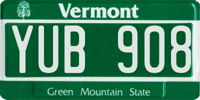 VT license plate YUB908