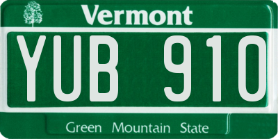 VT license plate YUB910