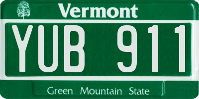 VT license plate YUB911