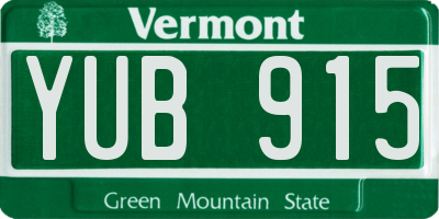 VT license plate YUB915
