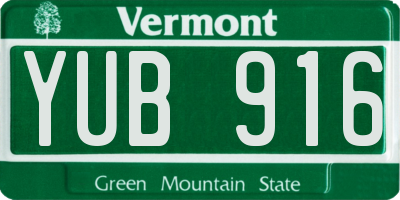 VT license plate YUB916