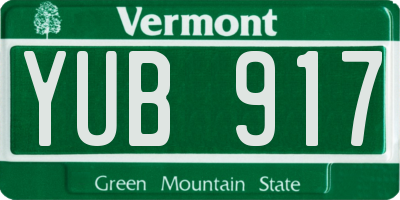 VT license plate YUB917