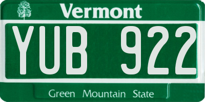 VT license plate YUB922