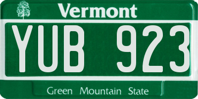 VT license plate YUB923