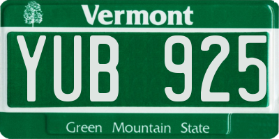 VT license plate YUB925