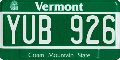 VT license plate YUB926