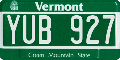 VT license plate YUB927