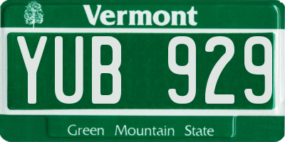 VT license plate YUB929