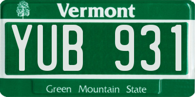 VT license plate YUB931
