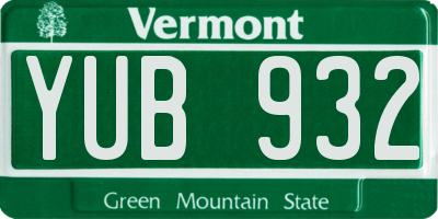 VT license plate YUB932