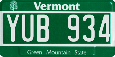VT license plate YUB934