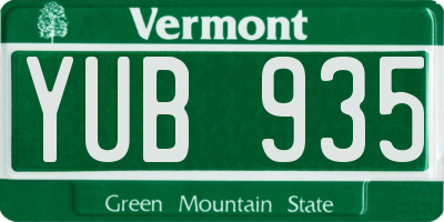 VT license plate YUB935