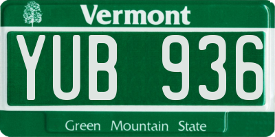 VT license plate YUB936