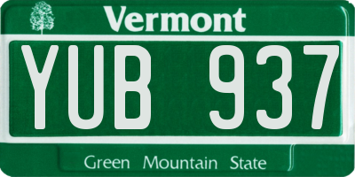 VT license plate YUB937