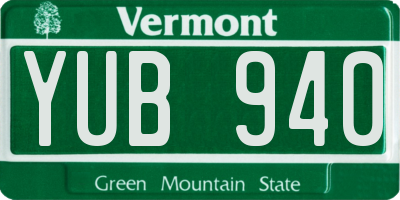 VT license plate YUB940